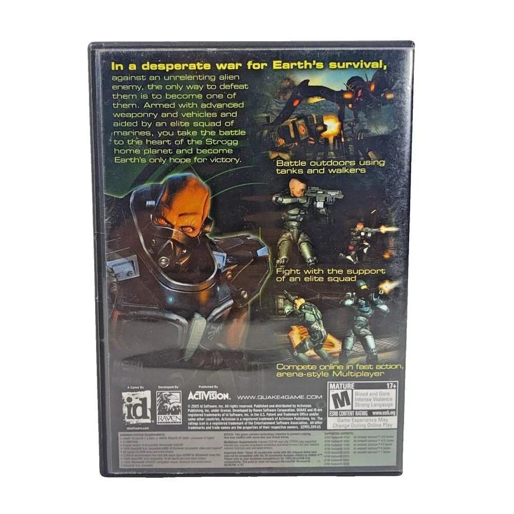 QUAKE 4 Vintage 2005 Activision PC Game 4 Discs with Manual Tested